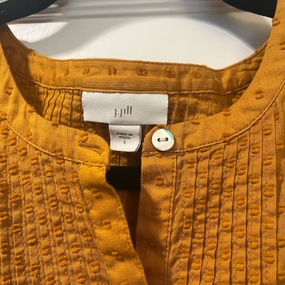 J.Jill Mustard Yellow Lightweight Oversized 100% Cotton Blouse Tunic Size Small - Picture 3 of 5